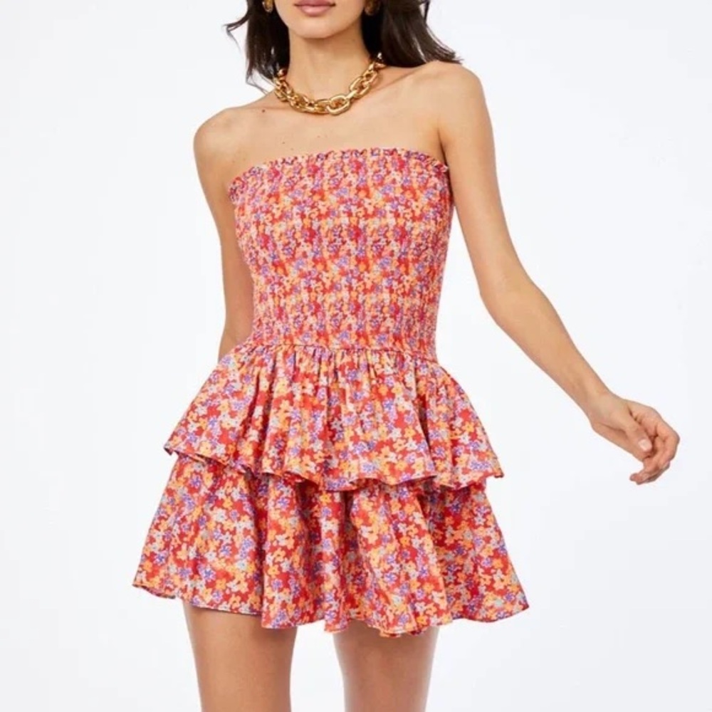 Caroline Constas Multicolor Strapless Dress